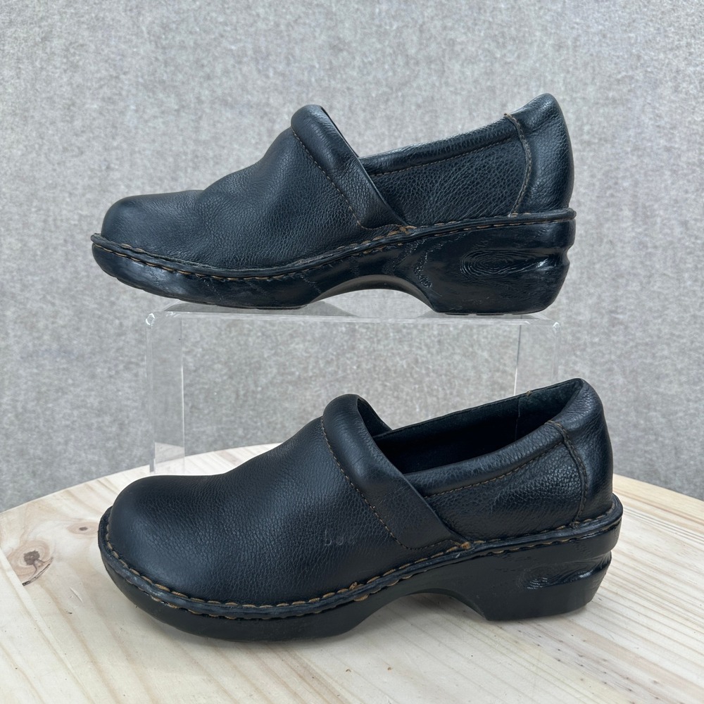 Born b.o.c Slip-On Clogs Womens 11 Black Pebbled Leather